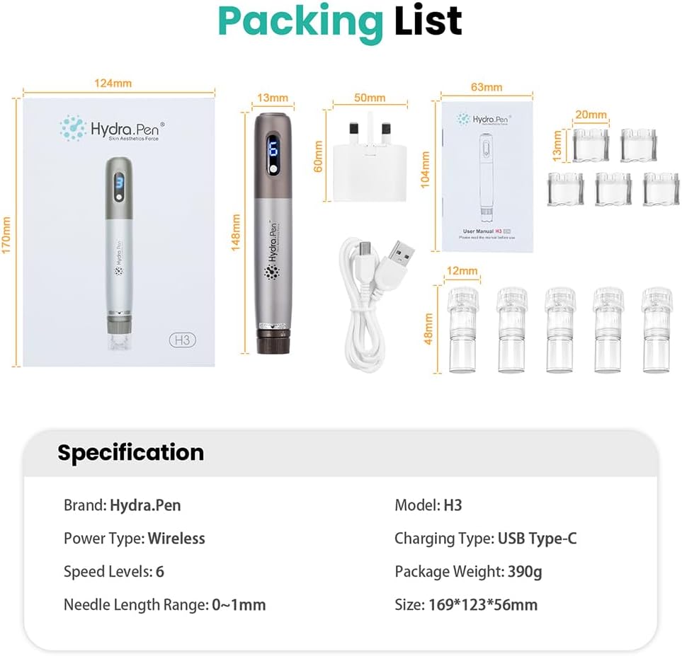 Dr. Pen Hydra H3 Pen All In One Microneedling Device-Giveaway 12 pcs Replacement Cartridges