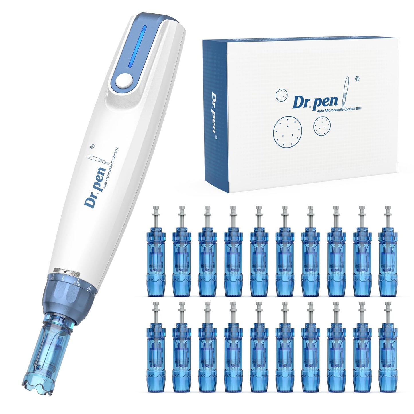 Dr.Pen A9 Microneedling Pen Kit Wireless Micro Needling Derma Pen for Face and Body 6 Speed Adajustable with 12 pin 24 pin 36 pin Nano Round Cartridges for Women and Men
