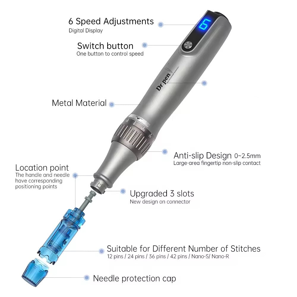 Dr Pen M8S Auto Microneedling Pen - Including 12 Pcs Replacement Cartridges
