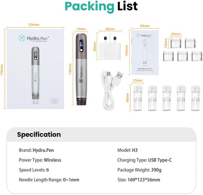 Dr. Pen Hydra H3 Pen All In One Microneedling Device-Giveaway 12 pcs Replacement Cartridges