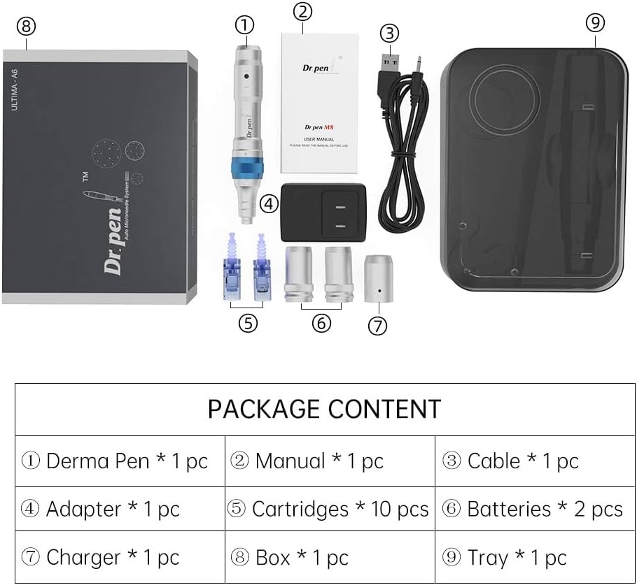 Dr.Pen A6 Professional Microneedling Pen with 12Pcs Cartridges Replacement Needles